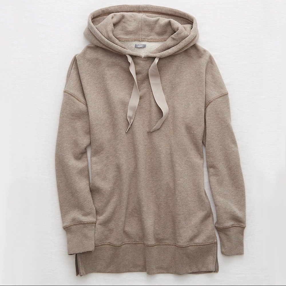 Aerie American Eagle Side Zip Long Hoodie Tunic